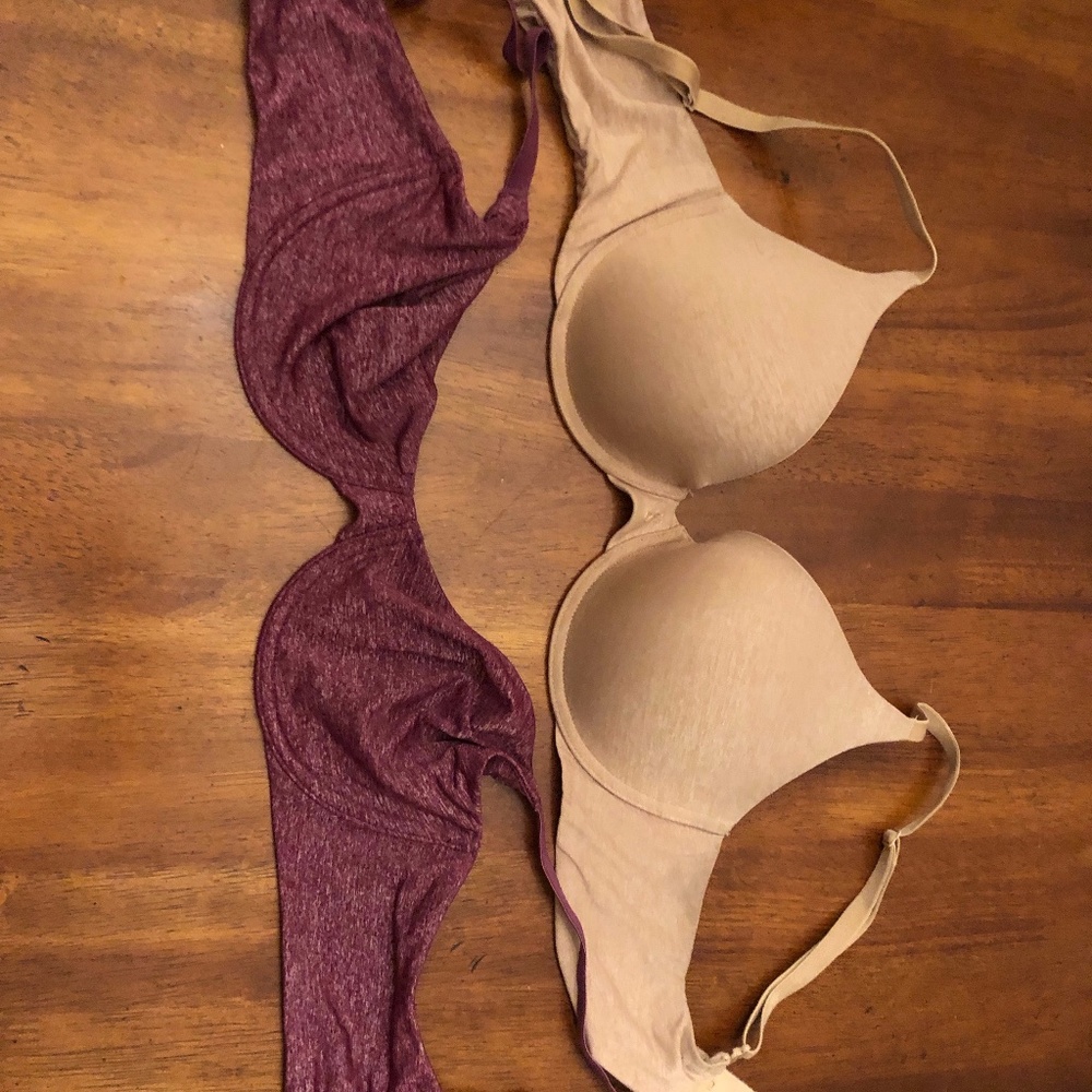 Victoria Secret Bras - maroon and beige 34c (unlined Demi and uplift Demi)